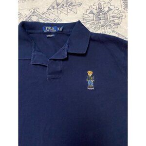 Polo Ralph Lauren Mens Custom Slim Fit Navy Polo Shirt Iconic Bear Embroidery XL